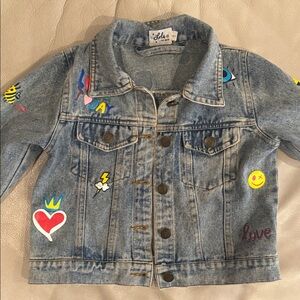 Lola + The Boys Light Blue Denim Jacket with Colorful Patches